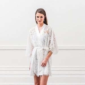 Lace Bride Wedding Getting Ready Kimono Robe